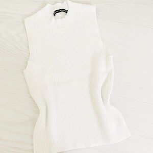 Brandy Melville Knit Cream Sleeveless Ribbed Top